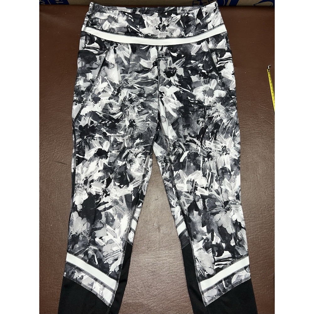Tek Gear Dry Tek‎ Black Gray White Flowered Leggings Size Women's XL